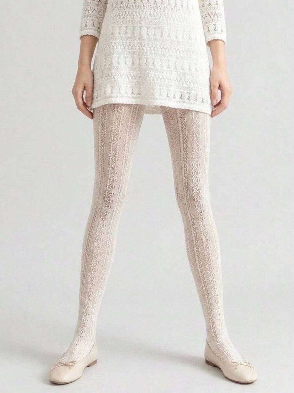 NWT Retro ‘60s-Inspired White Lace Tights